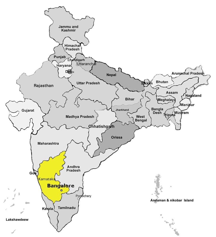 মানচিত্র বেঙ্গালুরু, ভারত